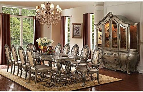 Acme Ragenardus Faux Leather Dining Side Chair in Champagne Oak Set of 2