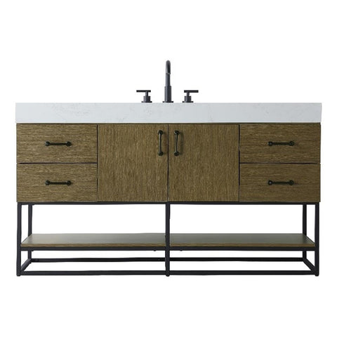 Elegant Kitchen and Bath 60" Single Bathroom Vanity in Chestnut Brown