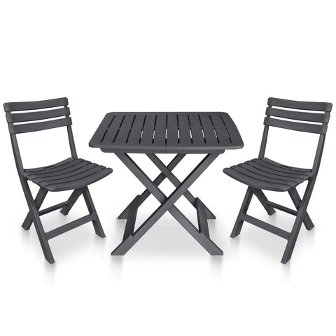 vidaXL Garden Bistro Set 3 Piece, Patio Furniture Set, Folding Table and Chairs for Garden Balcony, Outdoor Conversation Set, Plastic Anthracite