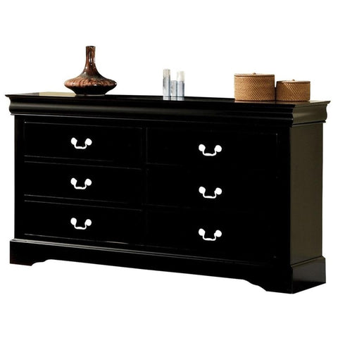 Acme Louis Philippe III Wooden 6-Drawer Dresser in Black