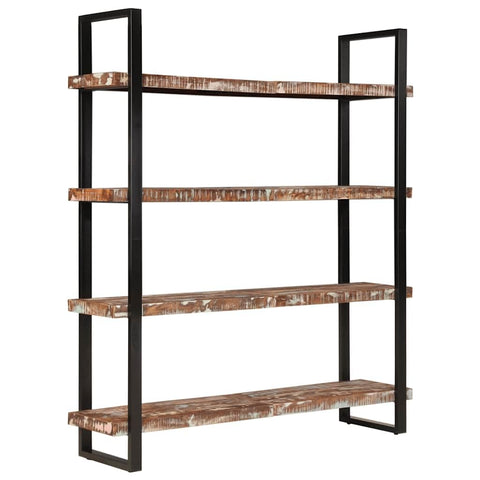 vidaXL Industrial Style Bookcase | 4-Tier Solid Reclaimed Wood | Iron Frame | Vintage-Chic Home Decor | Multicolor | 63"x15.7"x70.9"