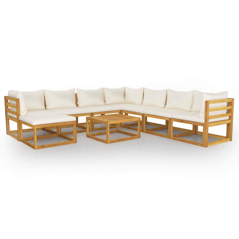 vidaXL Patio Lounge Set 9 Piece, Patio Furniture Set for Outdoor Garden, Sectional Sofa with Cushions, Coffee Table, Modern Style, Solid Wood Acacia