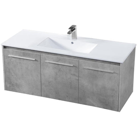 Elegant Decor Rasina 48" Single Porcelain Top Floating Bathroom Vanity in Gray