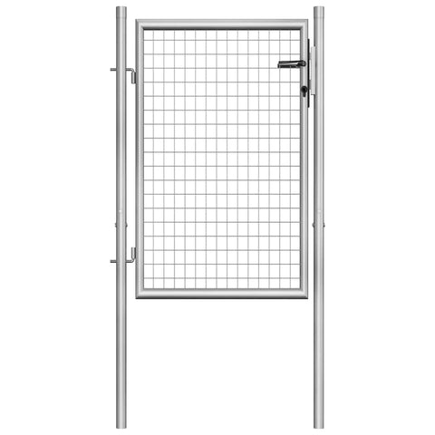 vidaXL Garden Gate - Classic Design, Galvanized Steel, 41.3"x59.1" Silver Exterior Gate, Easy Assembly, Heavy-Duty Lock System, â€“ Ideal for Garden, Patio, Terrace