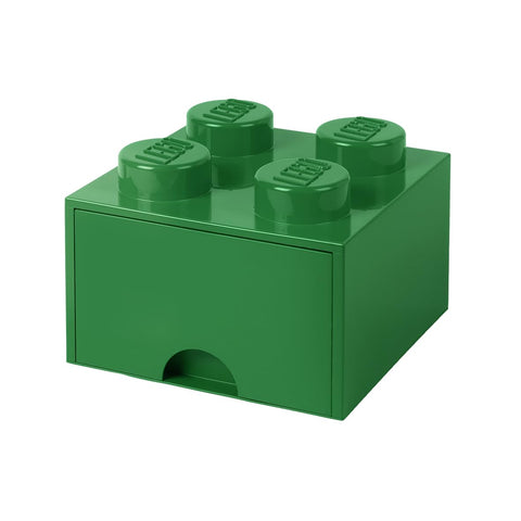 Room Copenhagen LEGO Brick Drawer, 4 Knobs, 1 Drawer, Stackable Storage Box, Dark Green