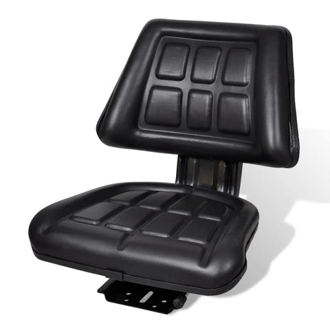 vidaXL Black Tractor Seat with Backrest – Comfortable Farming Vehicle Accessory with Easy Sliding Track Installation – Durable and Waterproof Polyurethane Cover – 5.9” Longitudinal Adjustment Range