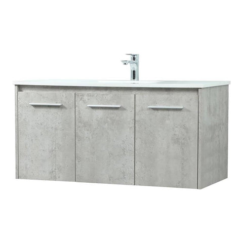 Elegant Decor Penn 40" Aluminum Alloy MDF Single Bathroom Vanity in Gray