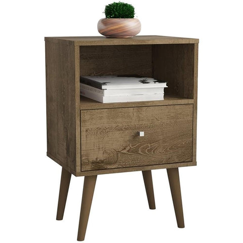 Manhattan Comfort Liberty Nightstand 1.0 in Rustic Brown