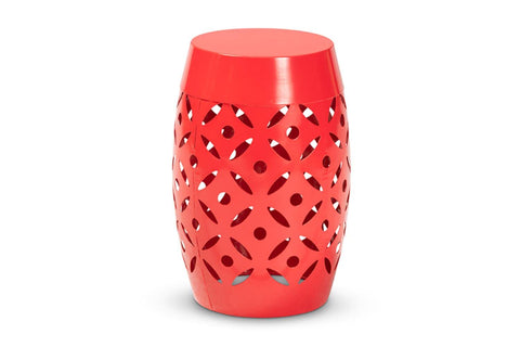 Baxton Studio Hallie Modern and Contemporary Red Finished Metal Outdoor Side Table