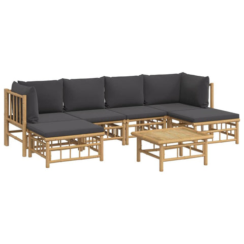 vidaXL 7 Piece Patio Lounge Set with Dark Gray Cushions Bamboo