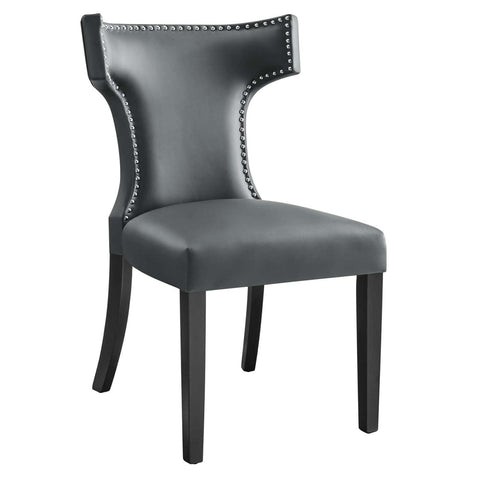 Modway Curve Vegan Leather Dining Chair in Gray