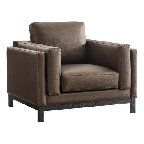 Modway Roscoe Vegan Leather Armchair in Espresso - Comfortable Deep Seat Faux Leather Accent Chair with Arms for Living Room or Bedroom