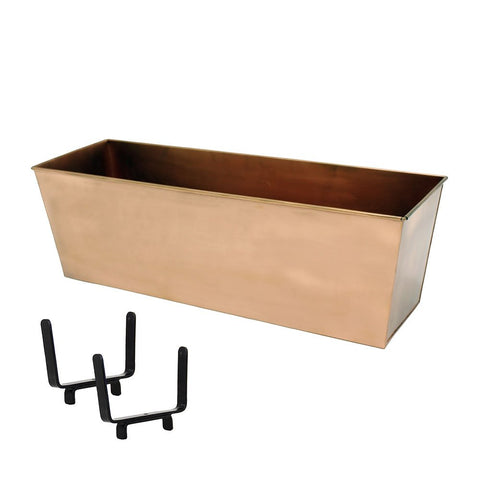 Achla Designs C09C-K6 Handrail Copper Kit, 2 x 6 Window Flower Box with Railing Brackets, Small