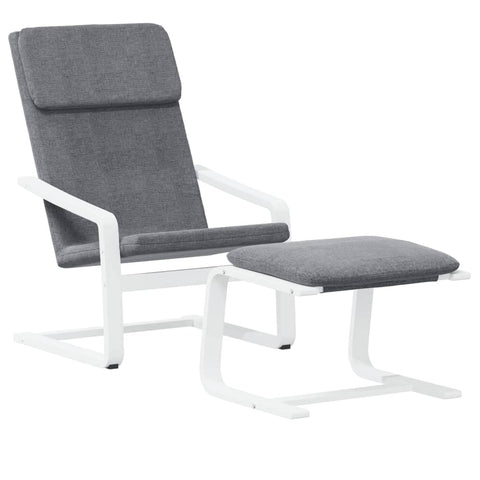 vidaXL Relaxing Chair with Footstool in Dark Gray - Fabric Upholstered Chair with Birch Wood Frame and Detachable Cover- Compact Lounge Chair for Living Room, Bedroom, Office