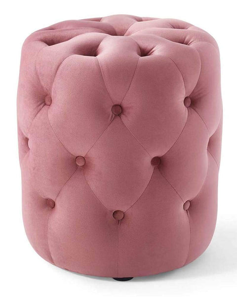 Modway EEI-3778-DUS Anthem Tufted Button Round Performance Velvet Ottoman, Dusty Rose