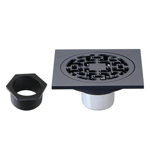 Kingston Brass BSF4272MB Watercourse 4" Square Brass Shower Drain, Matte Black