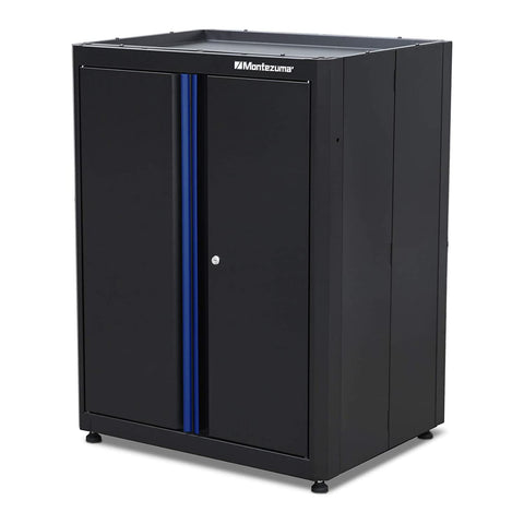 Montezuma Garage Tool Storage System - 30.5 x 24 Locking 2 Door Stacking Base Cabinet with Magnetic Latches & Black Powder Coat Finish - BKMG3024STBC