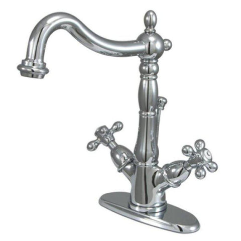 Kingston Brass KS1431AX Heritage Two-Handle Bathroom Faucet with Brass Pop-Up and Cover Plate, Polished Chrome