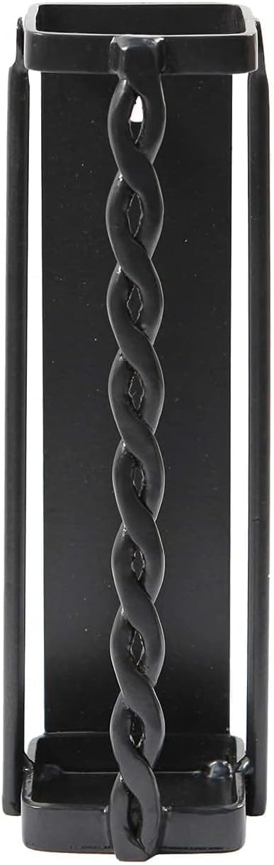 Oakestry Twisted Rope Match Holder wrought iron Graphite powder coating rectangular shape decorative touch ,Design Fatwood Caddy ,Measures - 2.5" L X 2.75" W X 8.75" H