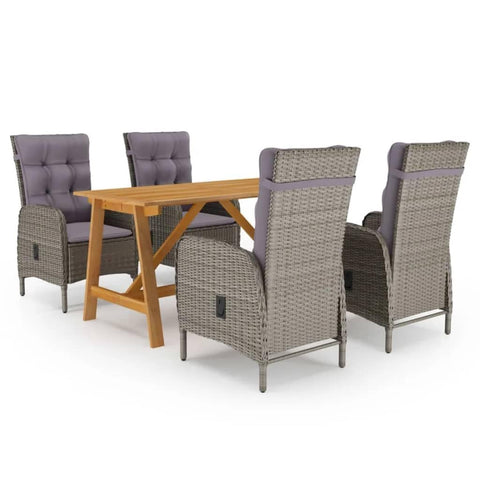 vidaXL Solid Acacia Wood Standard Ergonomic Dining Set in Gray