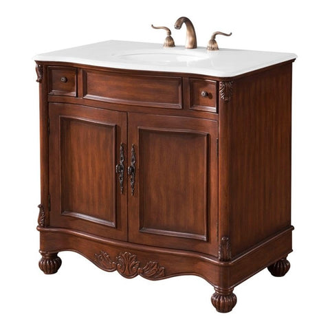 Elegant Kitchen and Bath Windsor36 Single Solid Wood Bathroom Vanity in Brown