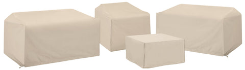 4Pc Outdoor Sectional Furniture Cover Set Tan - 2 Loveseats, 1 Chair, & 1 Square Table/Ottoman