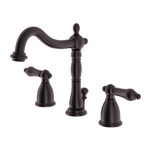 Kingston Brass KB1975AL Heritage Widespread Lavatory Faucet with Metal Lever Handle, Oil Rubbed Bronze, 8-Inch Adjustable Center , Oil-Rubbed Bronze