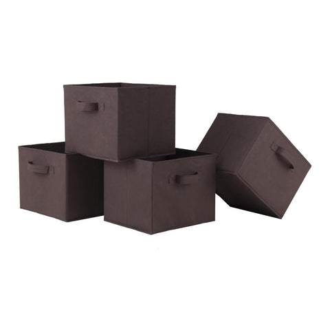 Winsome Wood Capri Set of Foldable Chocolate Fabric Baskets Set of 4