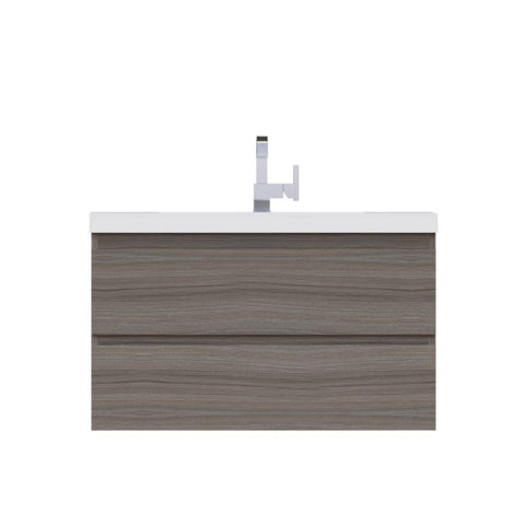 Paterno 42 Inch Modern Wall Mounted Bathroom Vanity in Gray