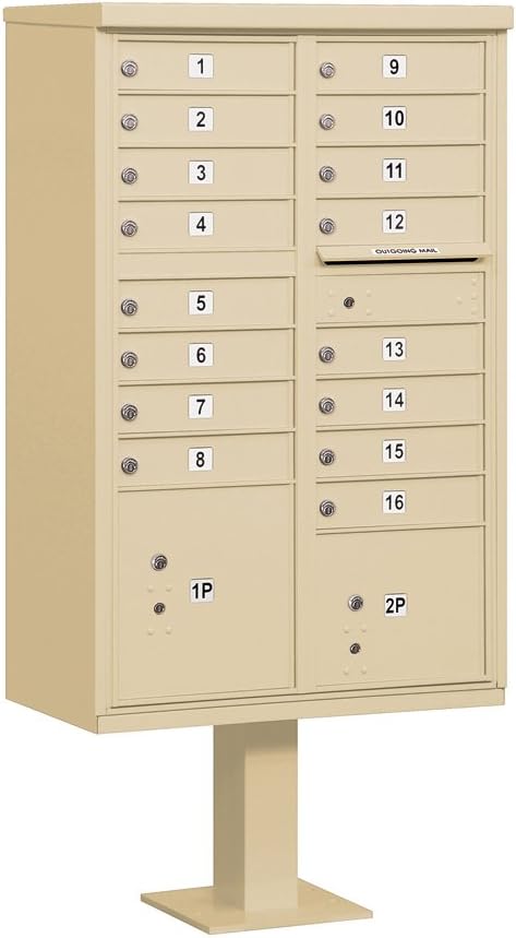 Salsbury Industries 3316SAN-U 16 A Size Doors, United States Postal Access Type III Cluster Box Unit, Sanstone