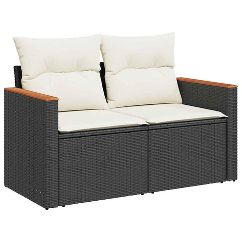 vidaXL Garden Sofa Black and Cream White