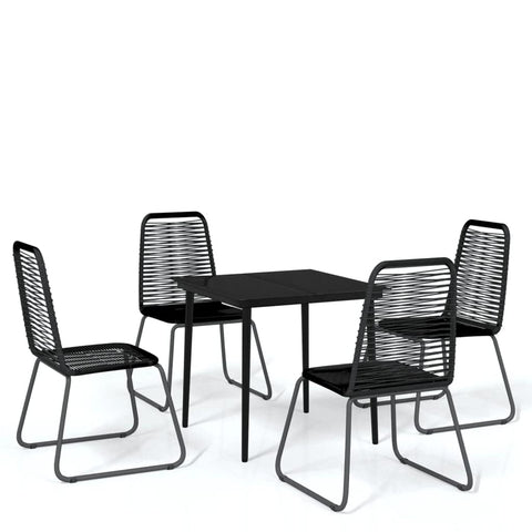 vidaXL Patio Dining Set 3 Piece - Black Steel Frame & Glass Tabletop, PE Rattan Chairs - Weather-, Easy-to-Clean - 31.5"x31.5" Table