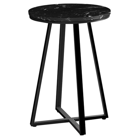 Monarch Specialties I 2179 Accent Table, Side, Round, End, Nightstand, Lamp, Living Room, Bedroom, Metal, Laminate, Black Marble Look, Contemporary, Modern