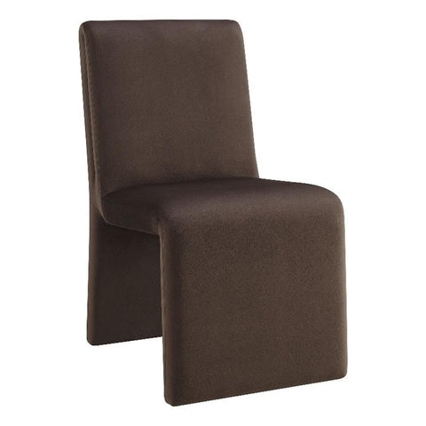 Modway Emory Upholstered Dining Side Chair in Chocolate - Single Armless Slipper Chair - Padded Performance Velvet Accent for Dining Room, Kitchen