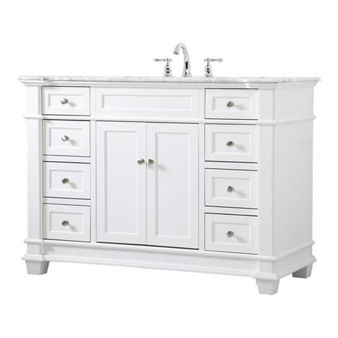 Elegant Decor Wesley 48" Steel and Solid Wood Single Bathroom Vanity Set - White