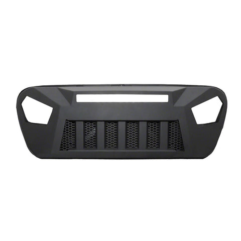 TrailFX Replacement Grille for Jeep Wrangler JL 2018-2023 Bar Style1 Piece Aluminum Titanium Black Powder Coated With LED Light Bar Cutout