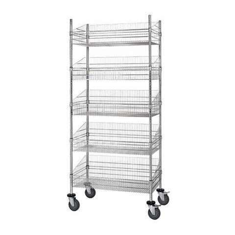 Quantum Storage Systems WRC74-BSK1836C-5 Wire Basket Wheels Shelves Chrome 5 Baskets 80" H x 36" W x 18" D