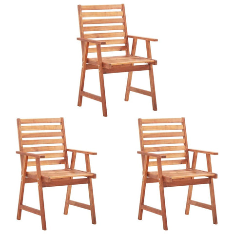 vidaXL 3pcs Patio Dining Chairs in Solid Acacia Wood - Weather-Resistant Outdoor Seating with Easy Assembly and Rustic Design for Garden, Terrace, Patio