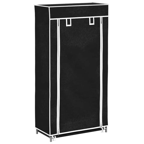 vidaXL 5-Tier Fabric Shoe Cabinet with Cover - Lightweight and Portable Shoe Organizer - Holds Up to 10 Pairs - Sleek Black
