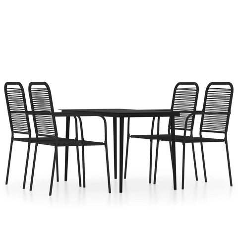 vidaXL Powder-Coated Steel 5 Piece Durable Dining Set in Black