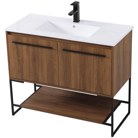 40 Inch Single Bathroom Vanity in Walnut Brown