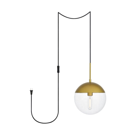 Living District Eclipse 1-Light Mid-Century Metal Pendant in Brass