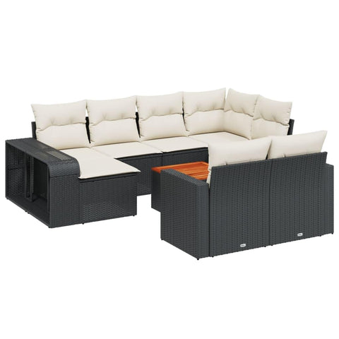 vidaXL Patio Sofa Set with Cushions 11 Piece, Outdoor Conversation Set, Sectional Sofa for Garden, Patio Furniture, Modern Style, Black Poly Rattan