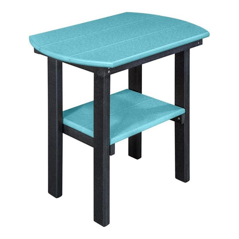 OS Home and Office Furniture 16" Oval Resin End Table in Aruba Blue and Black