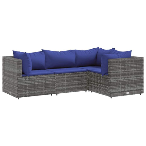 vidaXL Patio Lounge Set with Cushions 6 Piece, Sectional Sofa for Garden, Outdoor Conversation Set, Patio Furniture, Modern Style, Gray Poly Rattan