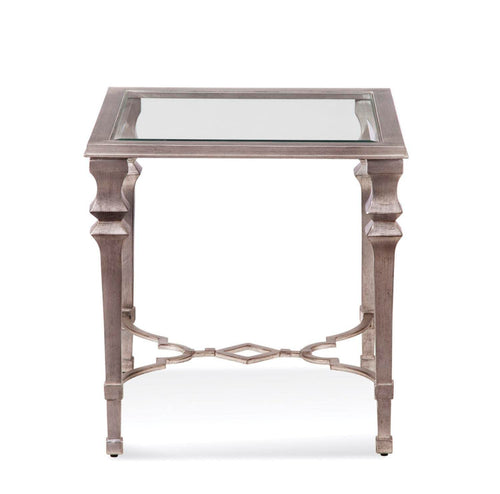 Bassett Mirror Company Sylvia Silver Leaf Square End Table
