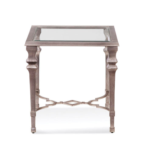Bassett Mirror Company Sylvia Silver Leaf Square End Table