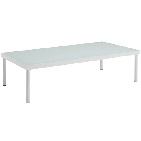 Modway Harmony Outdoor Patio Aluminum Coffee Table With Tempered Glass in White