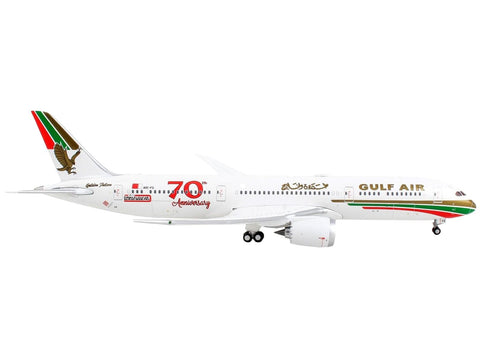 GeminiJets Boeing 787-9 Commercial Aircraft Gulf Air - 70th Anniversary White with Graphics 1/400 Diecast Model Airplane