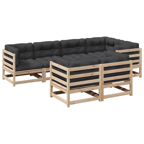 vidaXL Garden Sofa Set 7-Piece Garden Furniture Set with Cushion Slatted Design, Seating Set for Garden Patio, Modular Garden Sofa Lounge, Solid Pine Wood